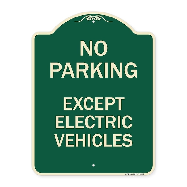 Signmission No Parking Except Electric Vehicles Heavy-Gauge Aluminum Sign, 18" L, 24" H, G-1824-23744 A-DES-G-1824-23744 - main